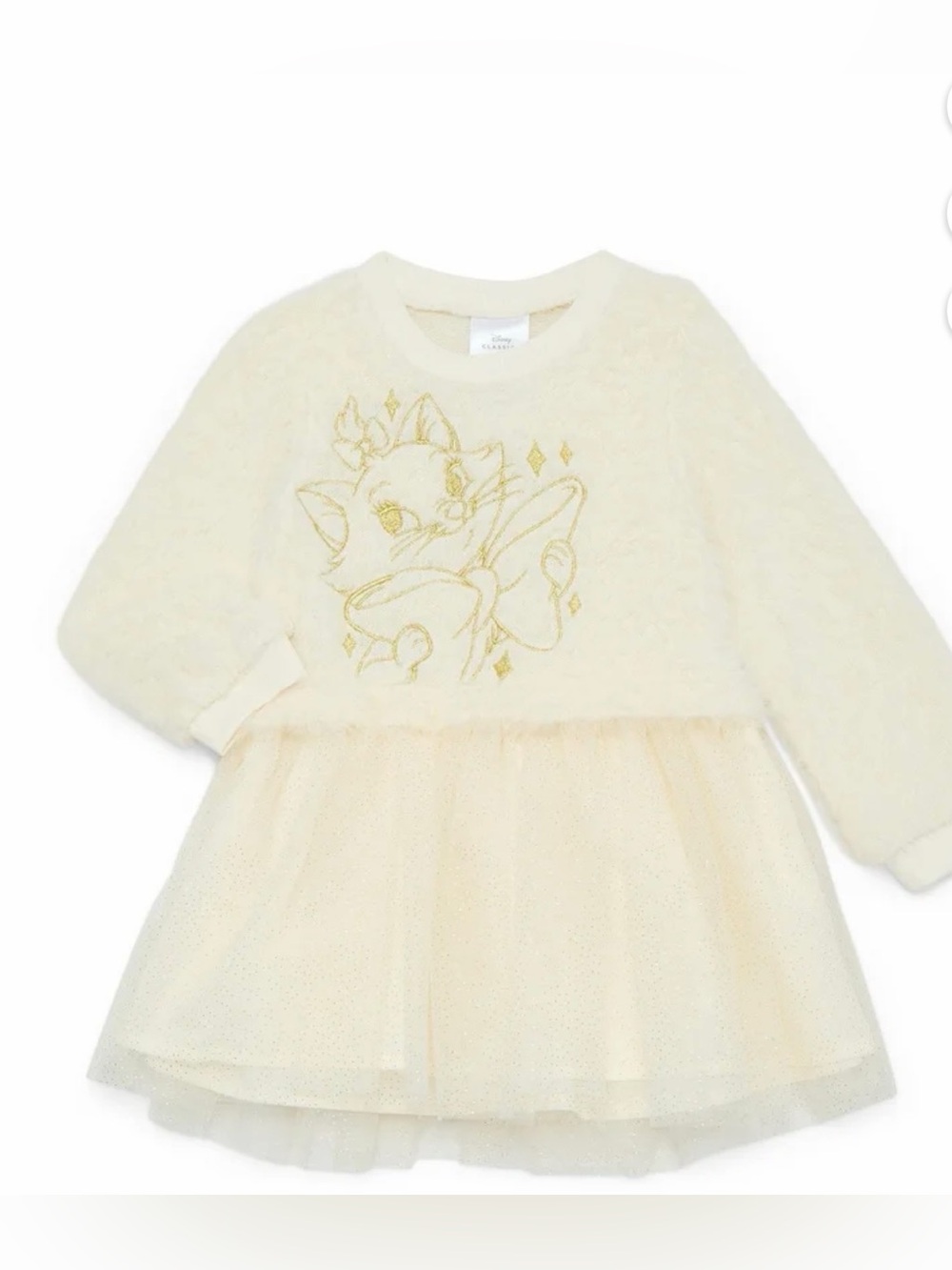 Disney Classics Marie Toddler Girls Eyelash Knit Tutu Dress with Long Sleeves 2t